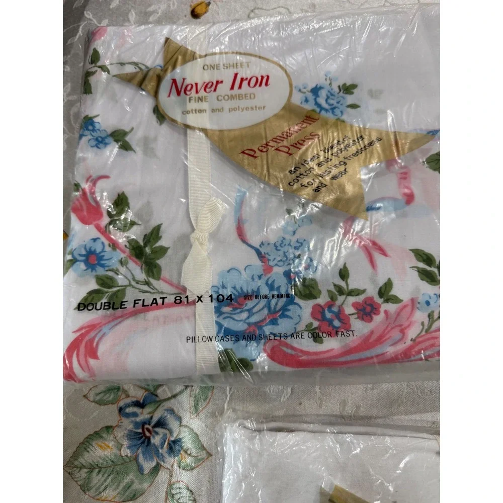 Vintage Petersen Fifth Avenue Double Sheet Set Floral‎ Cotton Blend New 4pc